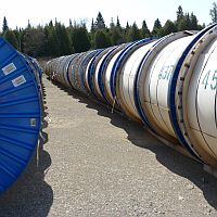 Cable drums in the fields